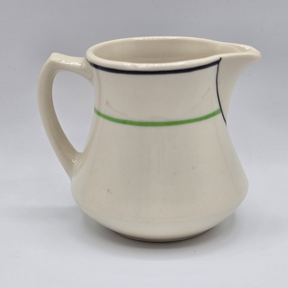 Vtg Syracuse China Restaurant Ware 4" Small Creamer Pitcher Beige Tan Green